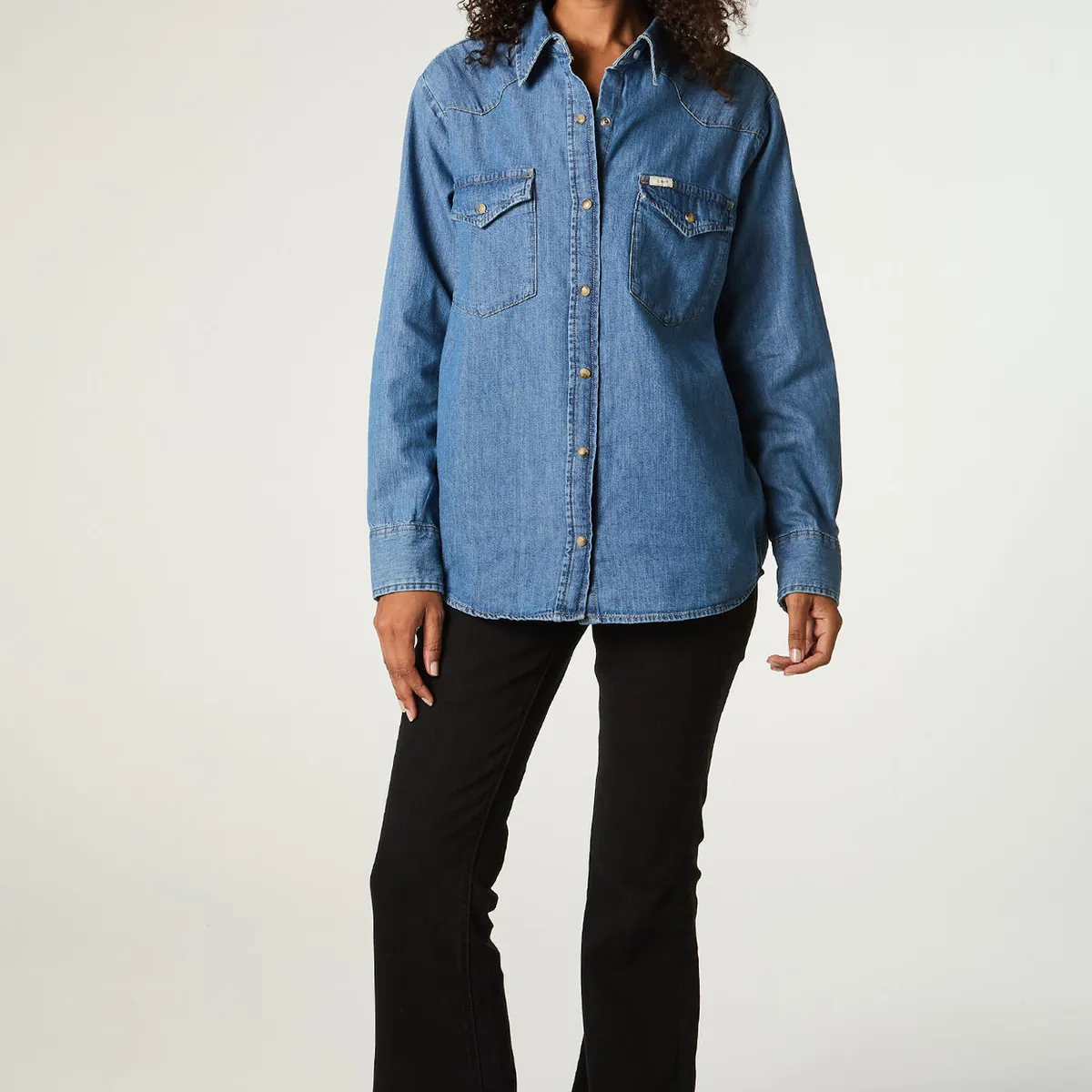 LEE - Camisa  Mujer Regular Azul Medio Western