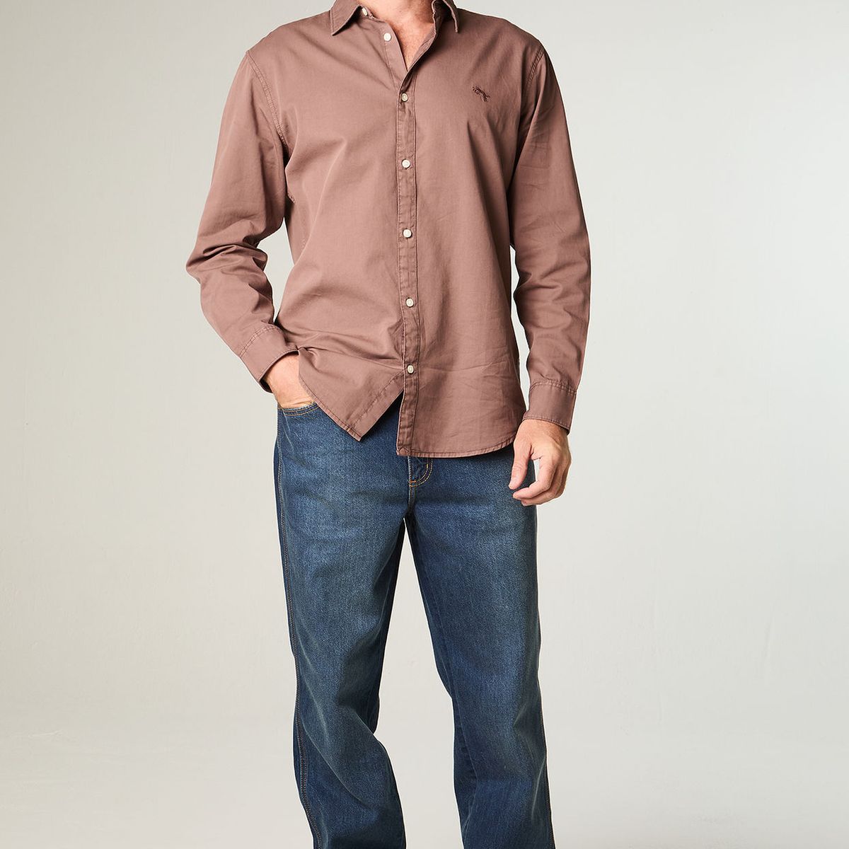 WRANGLER - Camisa Hombre Ls No Pocket Regular Fit Café