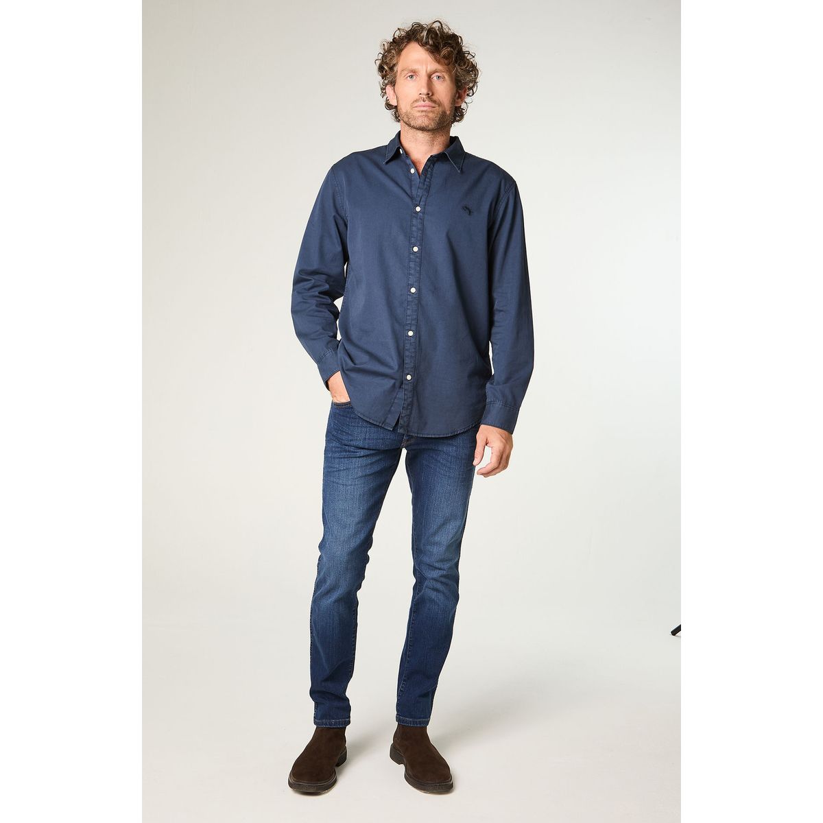 WRANGLER - Camisa Hombre Ls No Pocket Regular Fit Azul