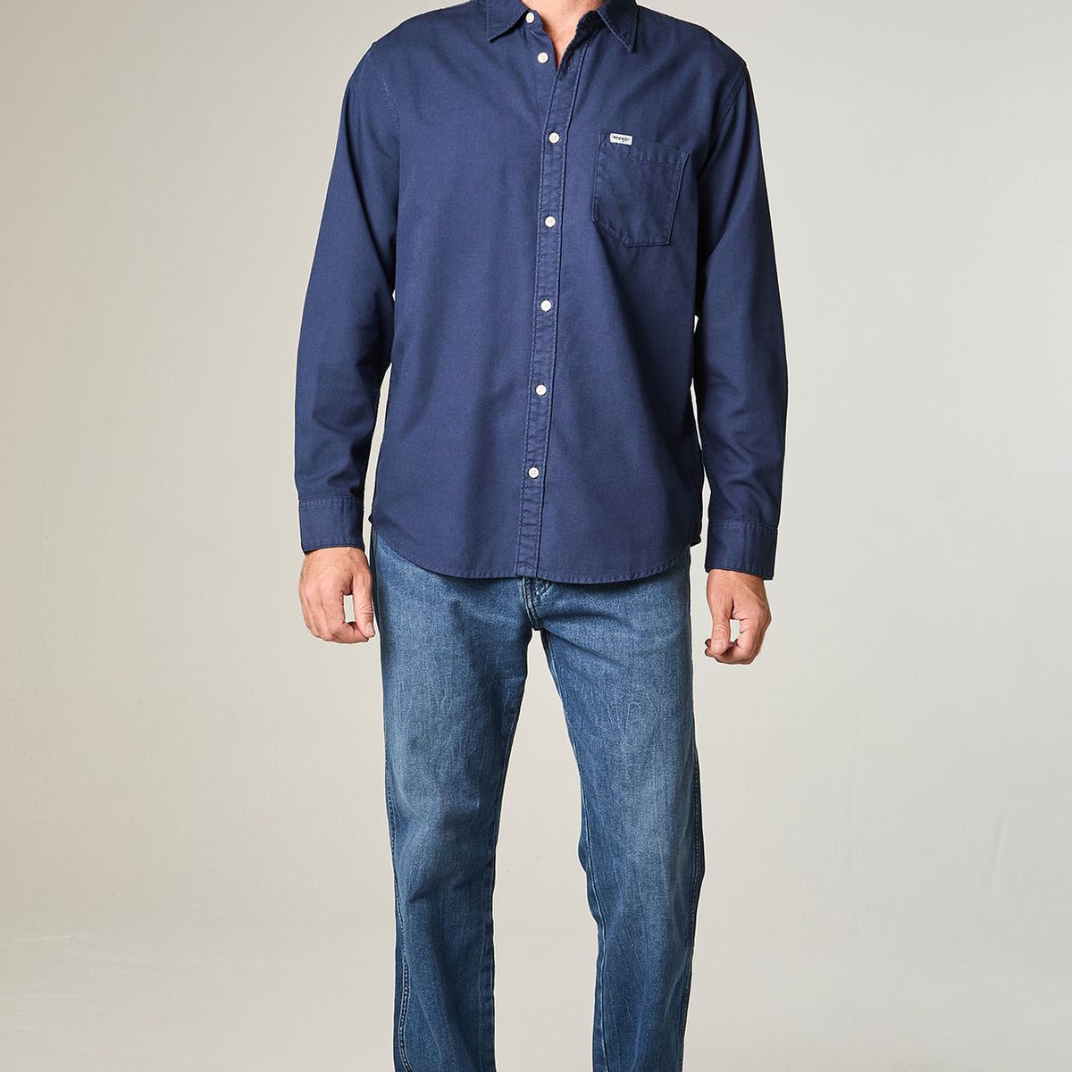 WRANGLER - Camisa Hombre Ls 1 Pocket Regular Fit Azul