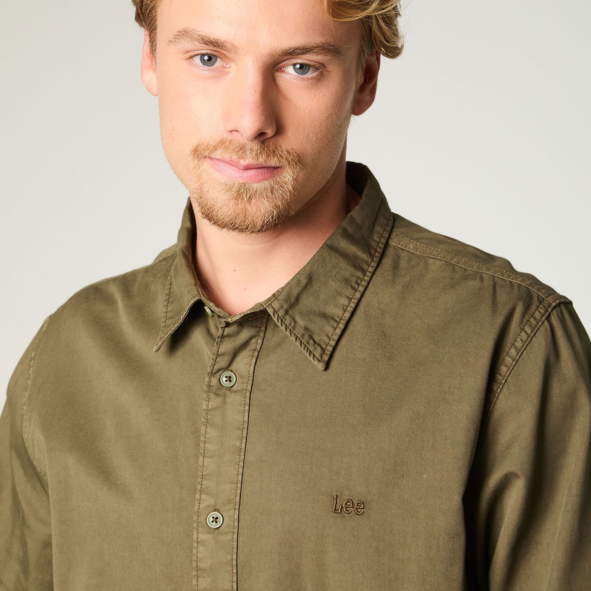 LEE - Camisa  Hombre Regular Verde Bordado