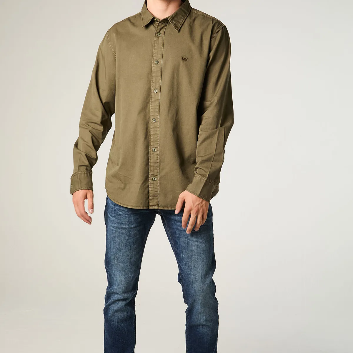 LEE - Camisa  Hombre Regular Verde Bordado