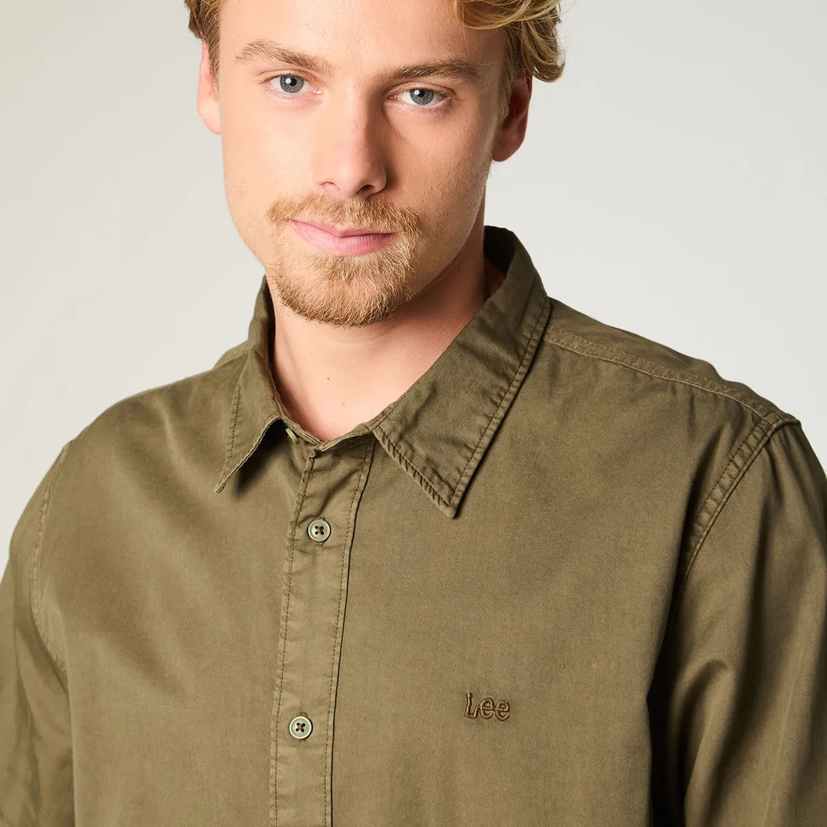 LEE - Camisa  Hombre Regular Verde Bordado