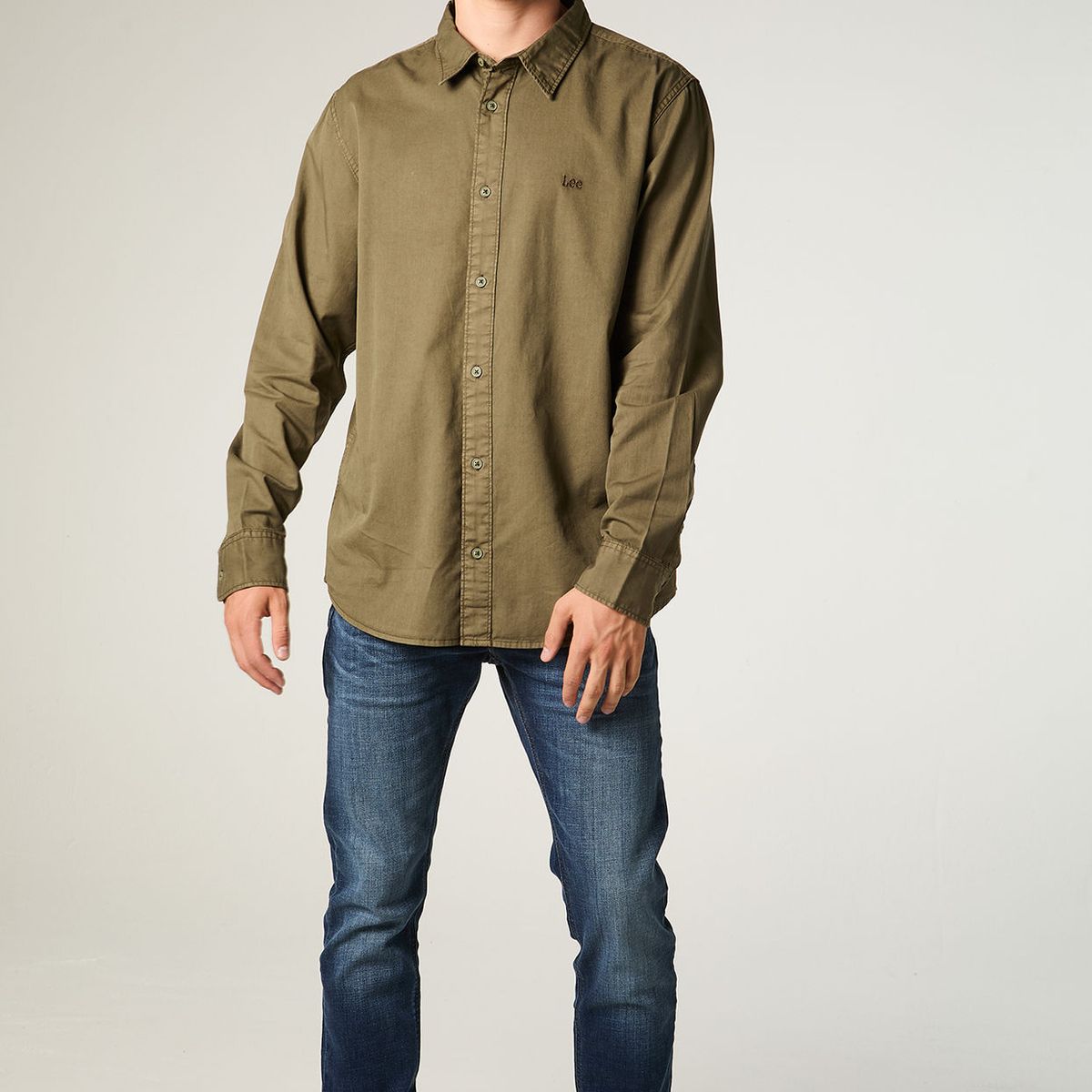 LEE - Camisa  Hombre Regular Verde Bordado