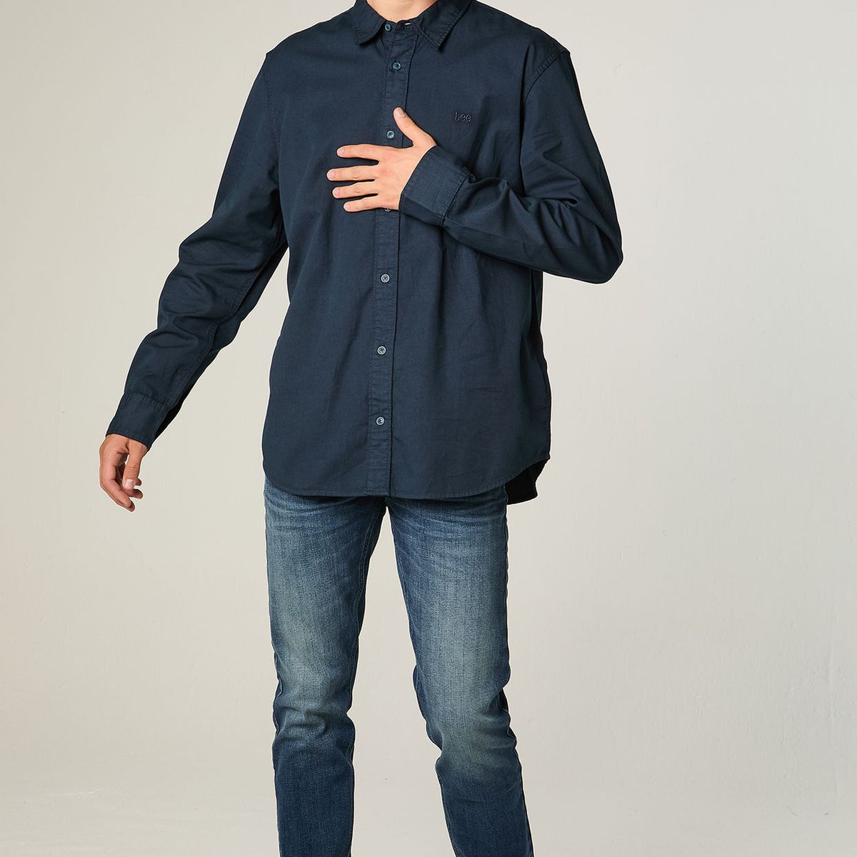 LEE - Camisa  Hombre Regular Azul Bordado