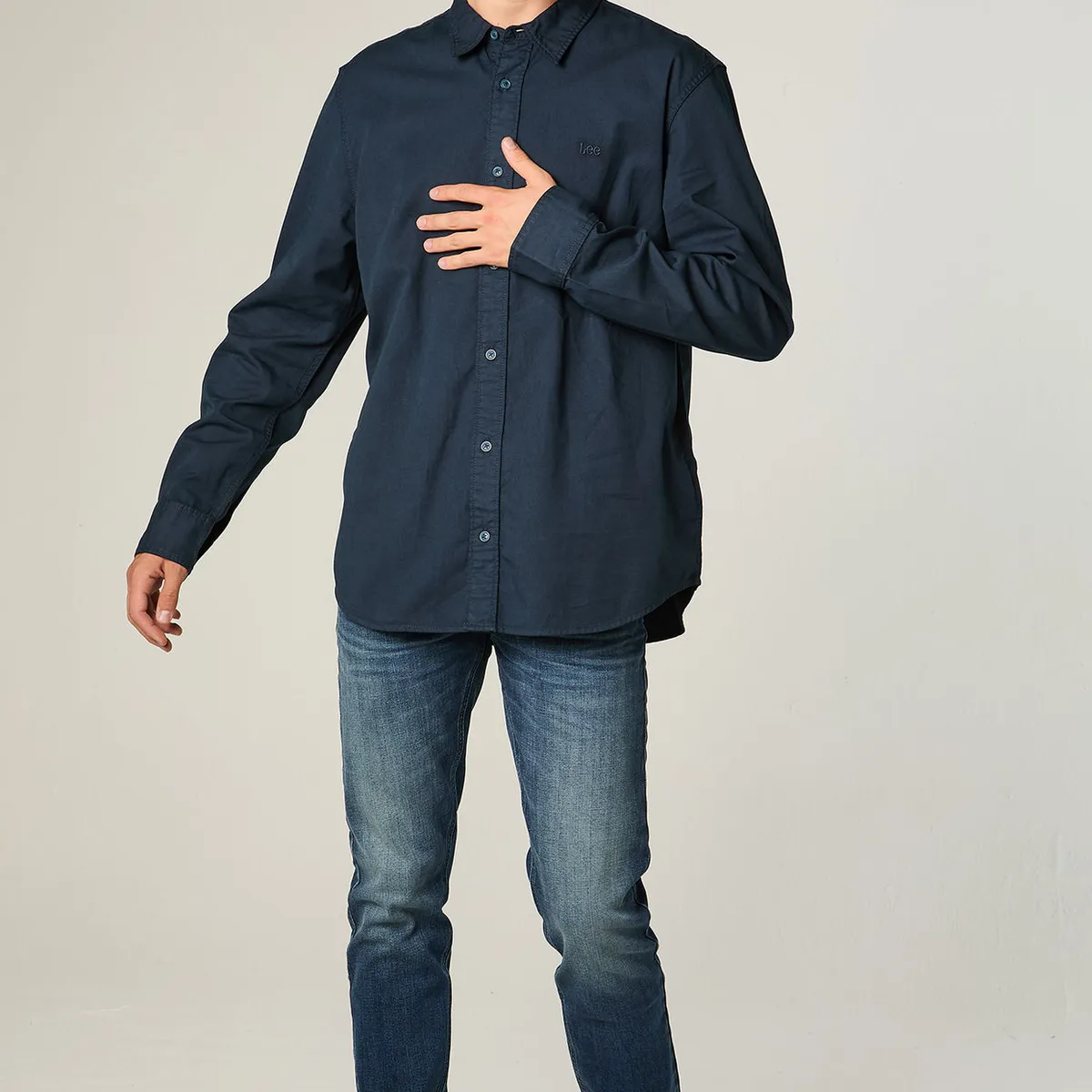 LEE - Camisa  Hombre Regular Azul Bordado