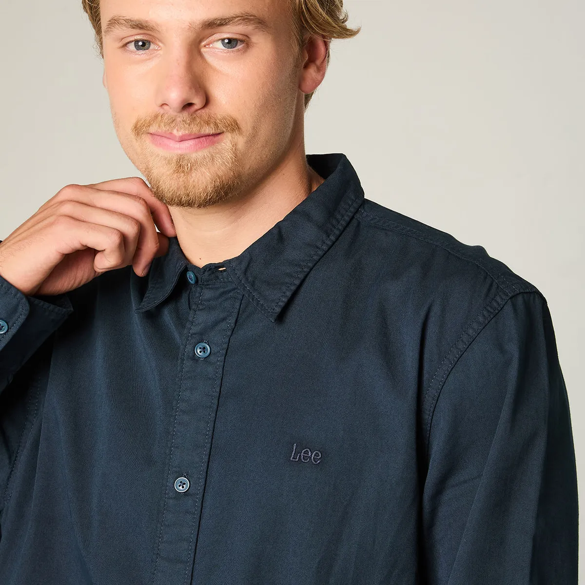 LEE - Camisa  Hombre Regular Azul Bordado