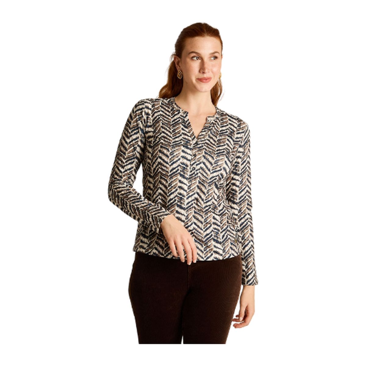LORENZO DI PONTTI - Polera Azul Estampada Escote Mao Hot Touch