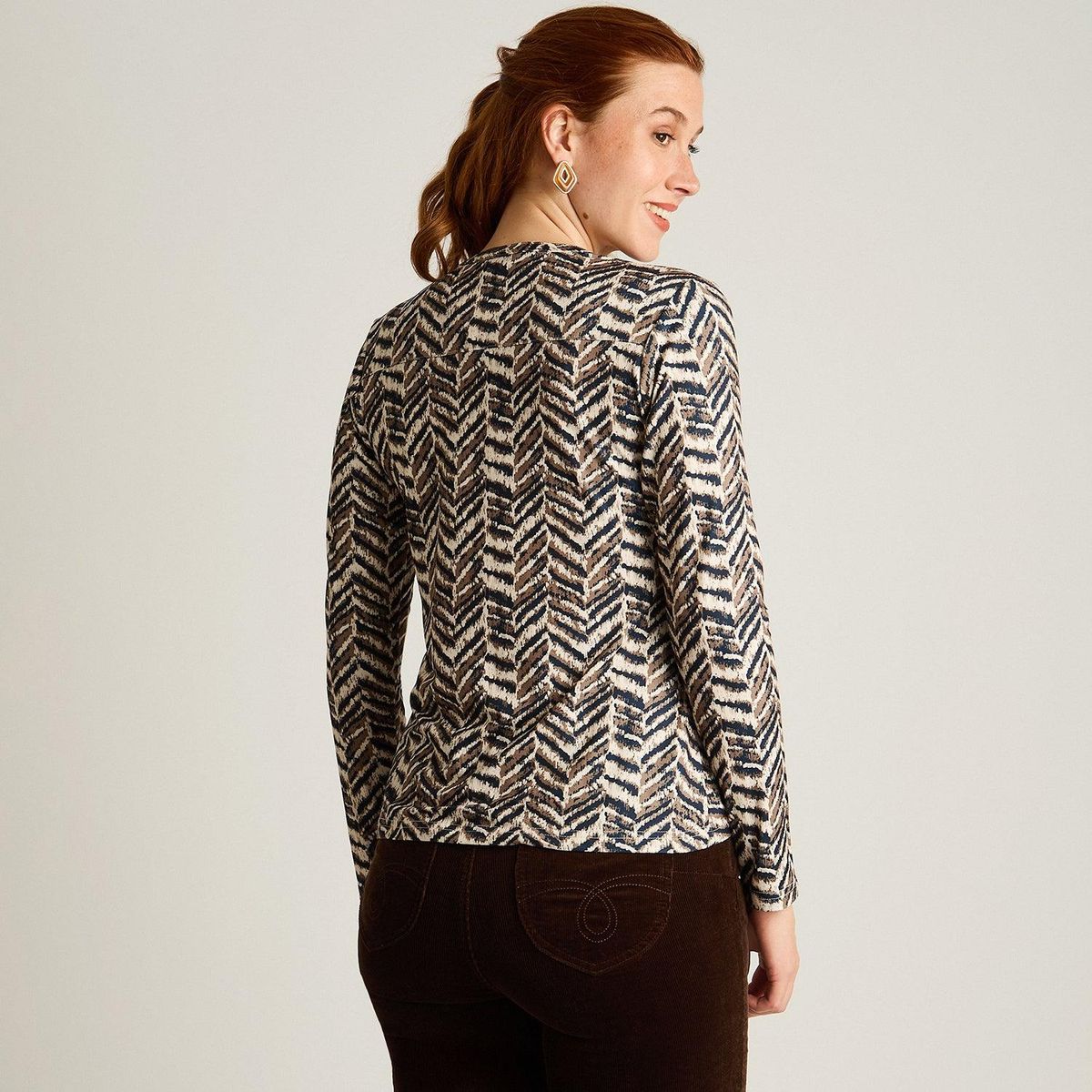 LORENZO DI PONTTI - Polera Azul Estampada Escote Mao Hot Touch