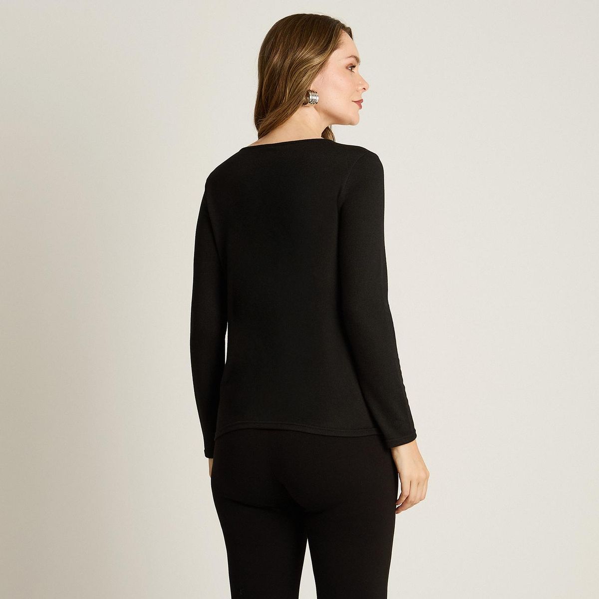 LORENZO DI PONTTI - Polera Manga Larga Mujer Negro