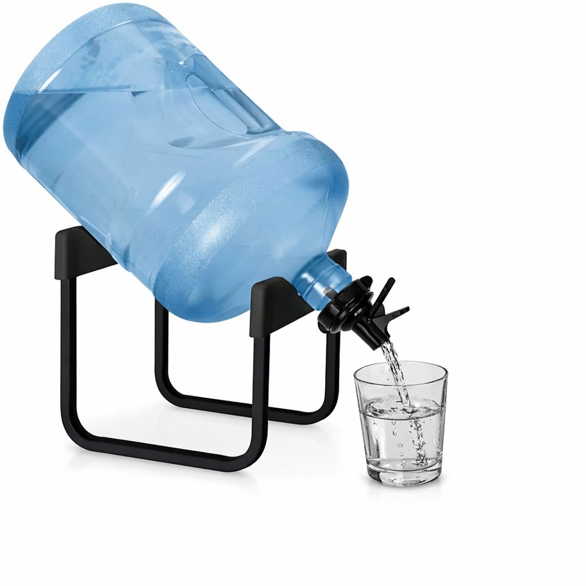 GENERICO - Soporte Rack para Bidón de Agua con Grifo  Dispensador para Garrafón 20L Negro
