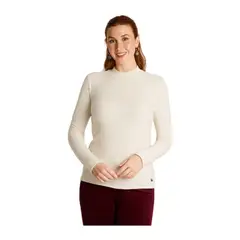 LORENZO DI PONTTI - Polera Beige Lanilla Cuello Alto Manga Larga Básica