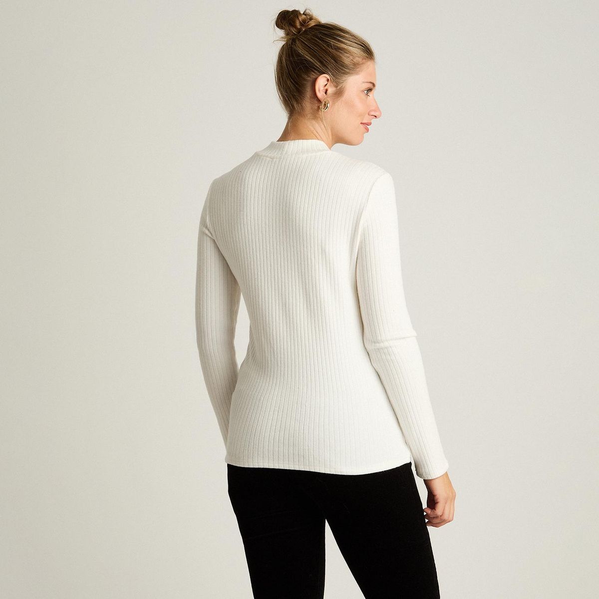 LORENZO DI PONTTI - Polera Cuello Alto Mujer Crudo
