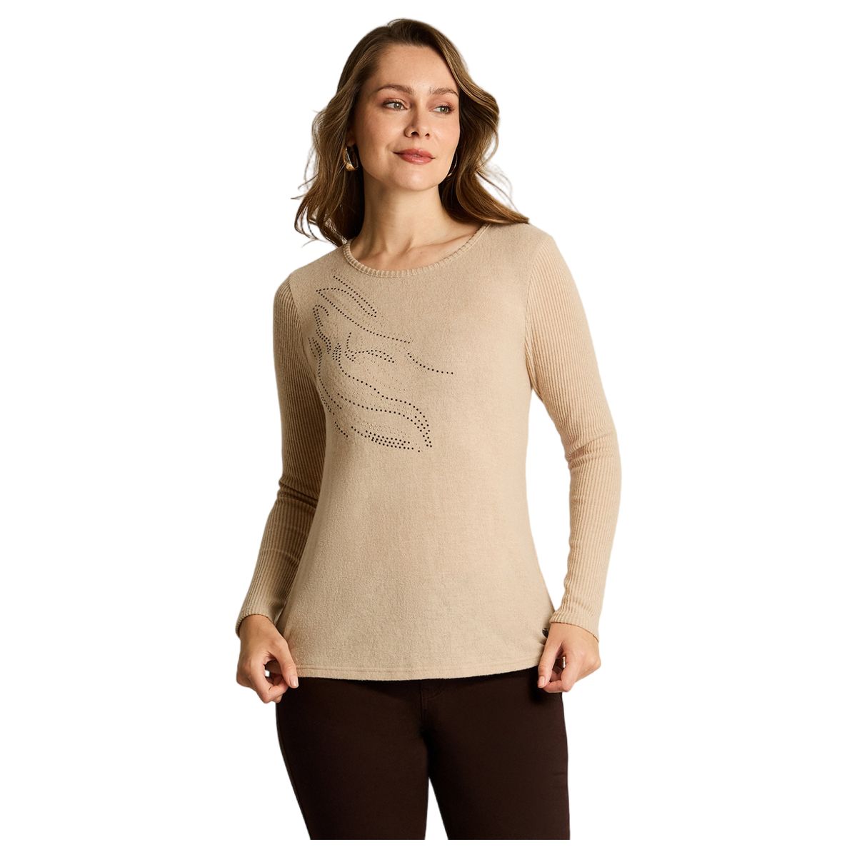 LORENZO DI PONTTI - Polera Manga Larga Mujer Beige