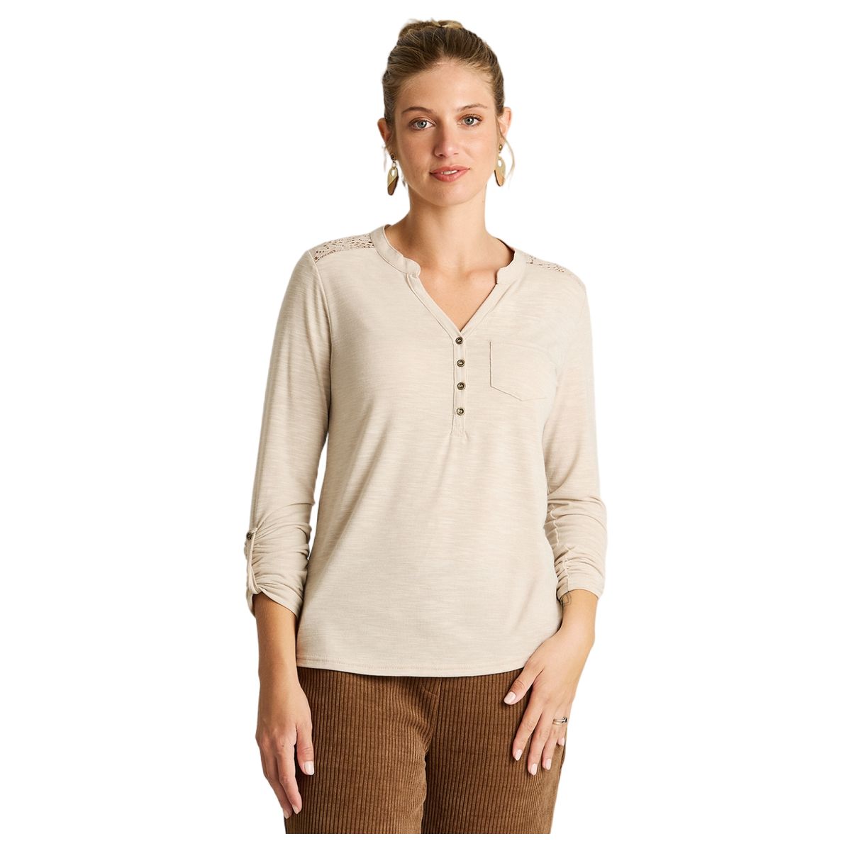 LORENZO DI PONTTI - Polera Manga Larga Mujer Beige