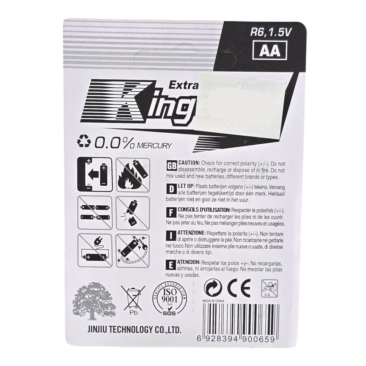 GENERICO - Pack 4 Pilas Kingever AA Carbon Battery R6