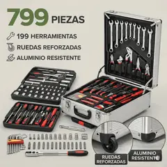 MOVI - Set de Herramientas Profesional 799 Piezas con Maleta de Aluminio y Ruedas