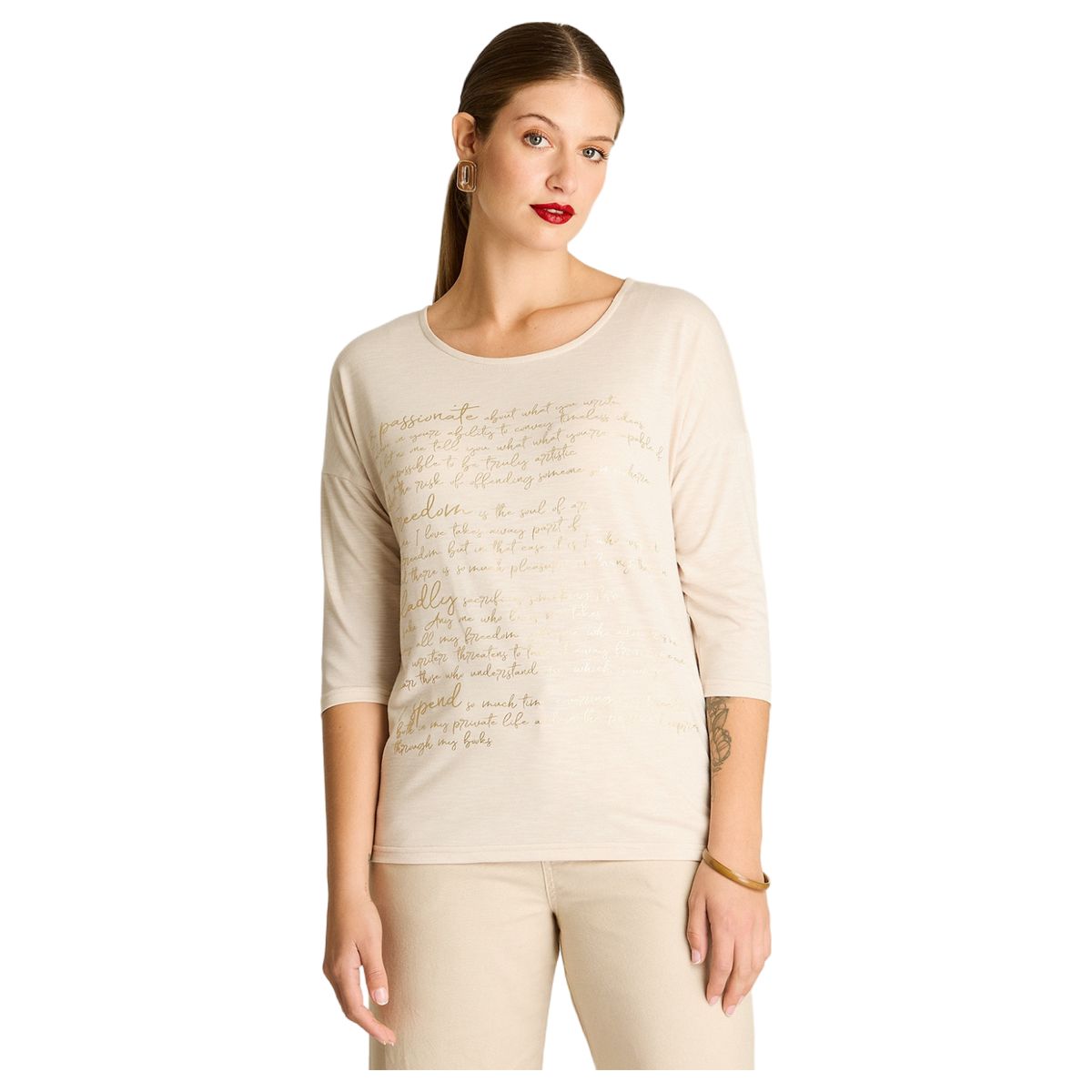 LORENZO DI PONTTI - Polera Arena Manga 3/4 Estampada