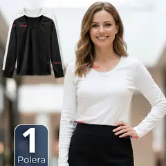 UTILISIMO - Camiseta Polera Algodón Cuello Redondo Primera Capa Manga Larga Colores Surtidos Niña Juvenil