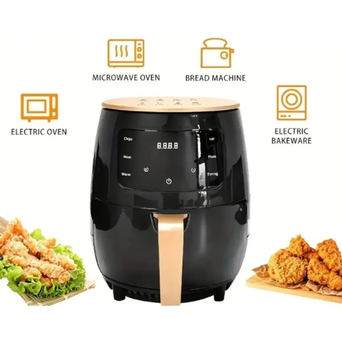 GENERICO - Freidora De Aire Air Fryer 6 Lts Horno Air Fryer Tactil Negro