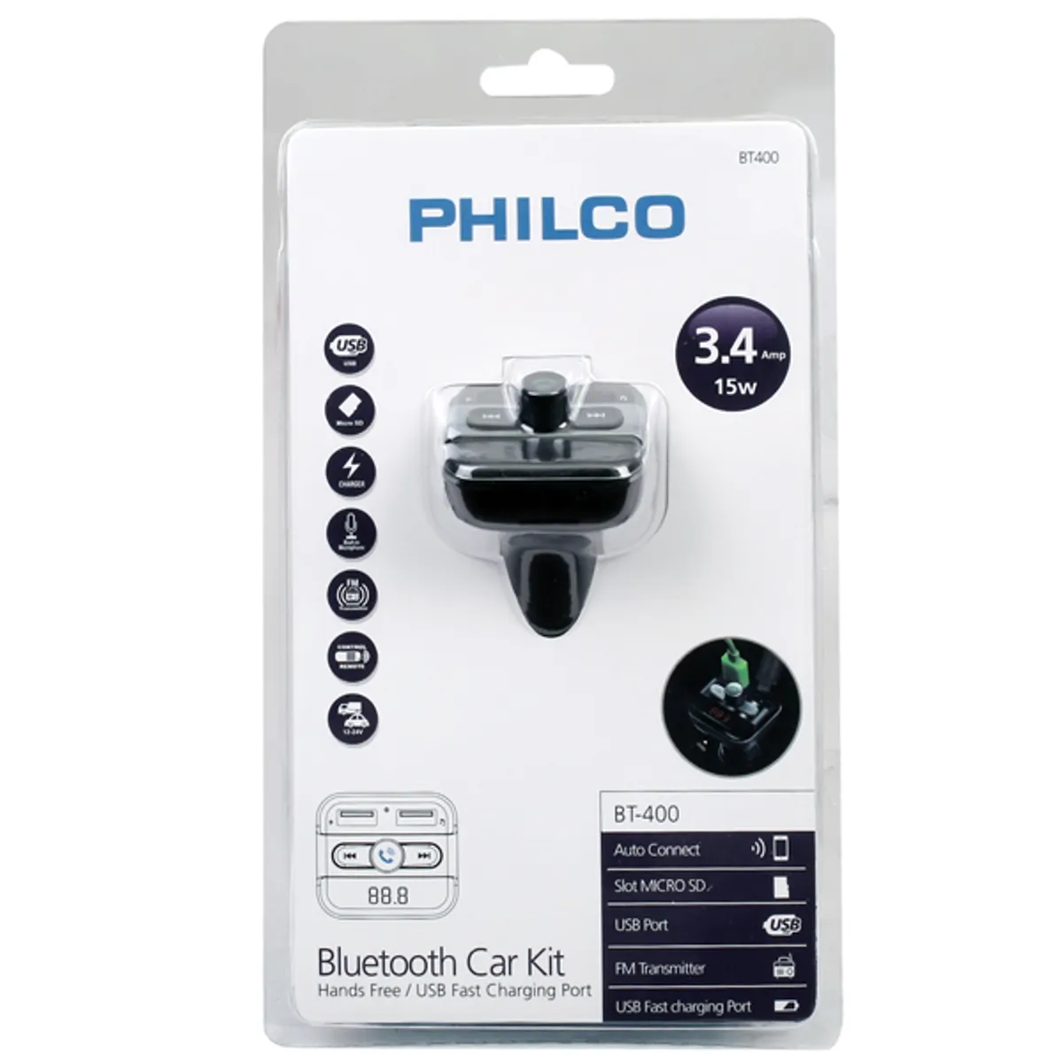 PHILCO - Transmisor FM Philco BT-400 Bluetooth