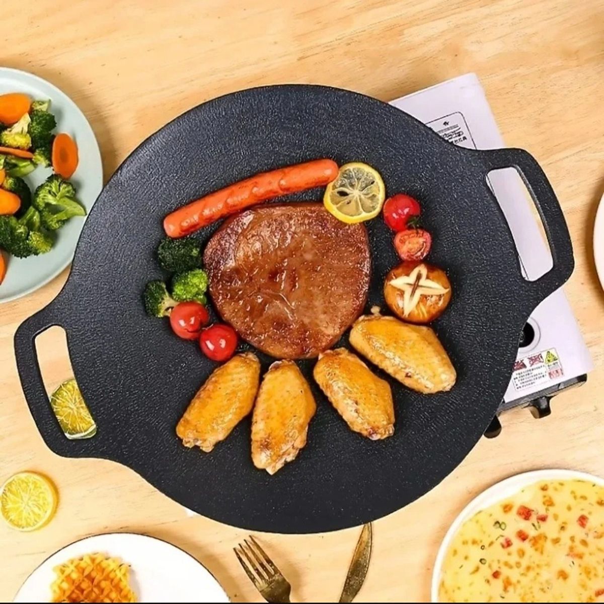 GENERICO - Plancha Antiadherente Redonda Budare 33 cm Hierro Fundido