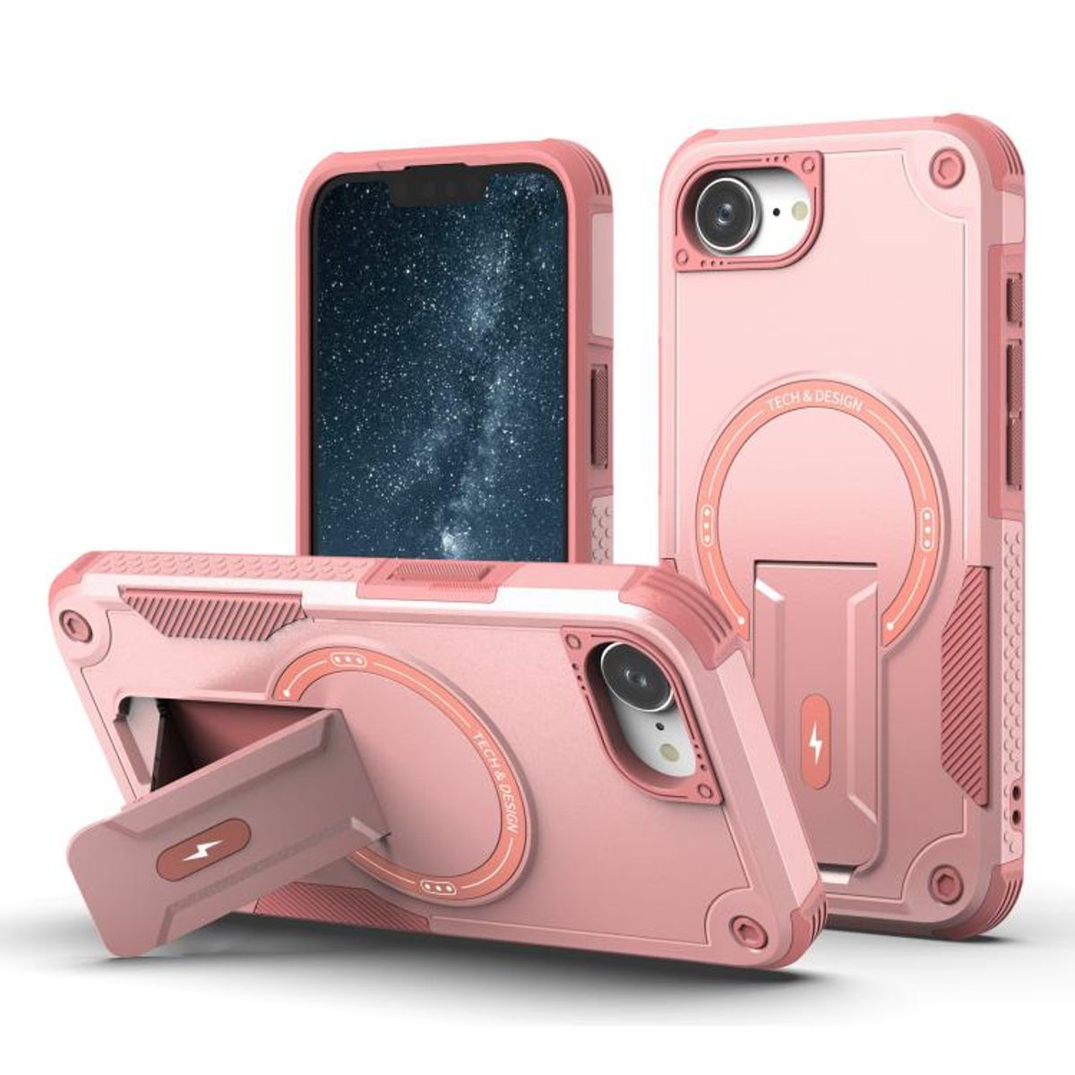 GENERICO - Carcasa Con Magsafe Soporte Para IPhone 17e - Rosa