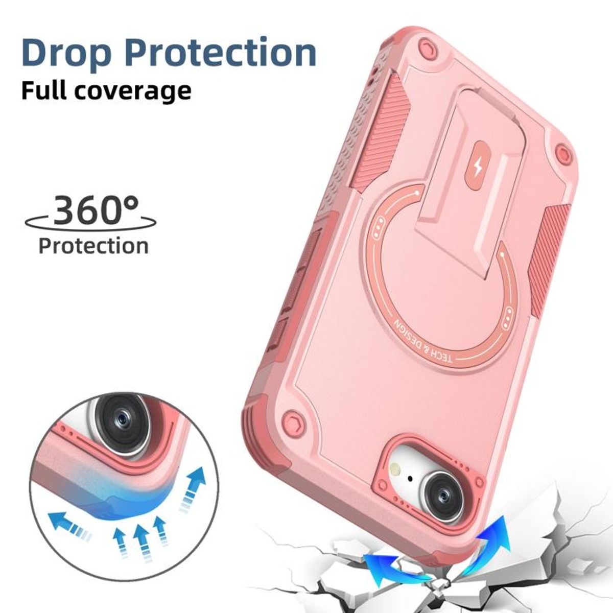 GENERICO - Carcasa Con Magsafe Soporte Para IPhone 17e - Rosa