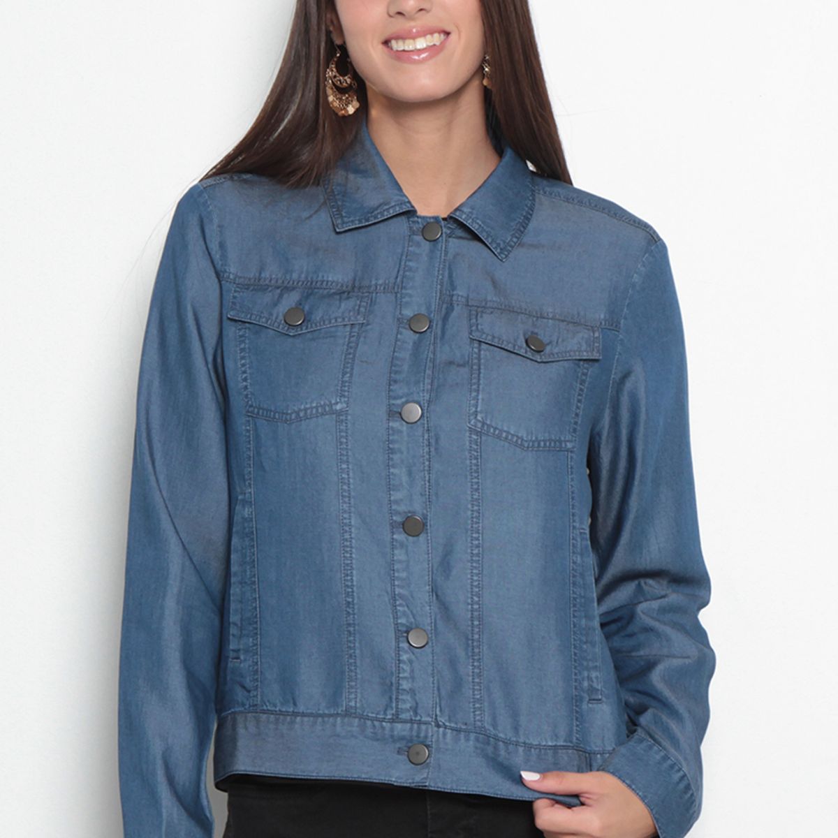 WADOS - CHAQUETA MANGA LARGA TENCEL ABOTONADA EN DELANTERO Y BOLSILLOS