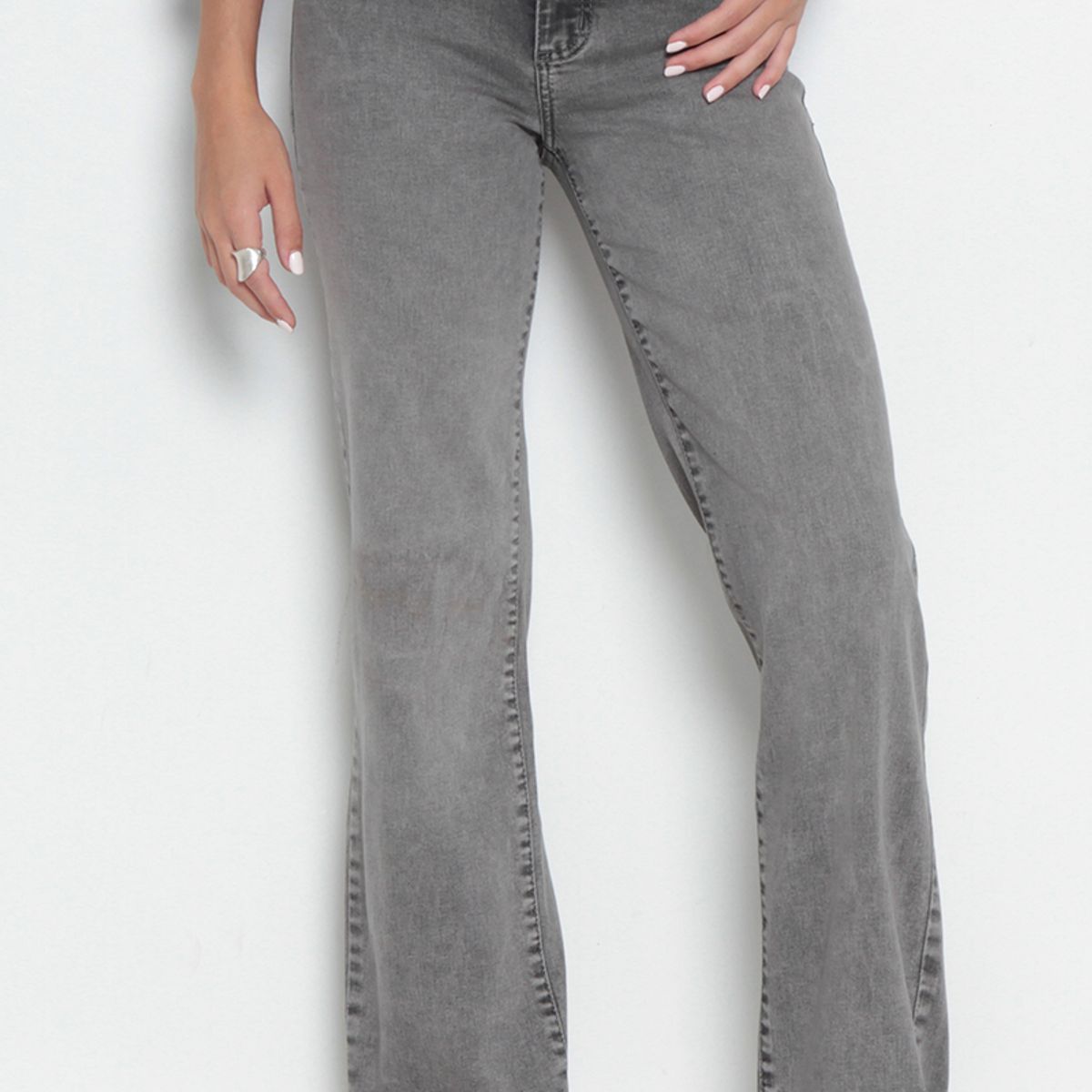 WADOS - JEANS MUJER RECTO TIRO ALTO  PRETINA BASICA 1 BOTON