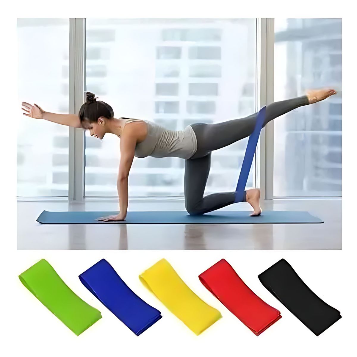 GENERICO - Set 5 Bandas Elásticas Resistencia Ejercicio Entrenamiento