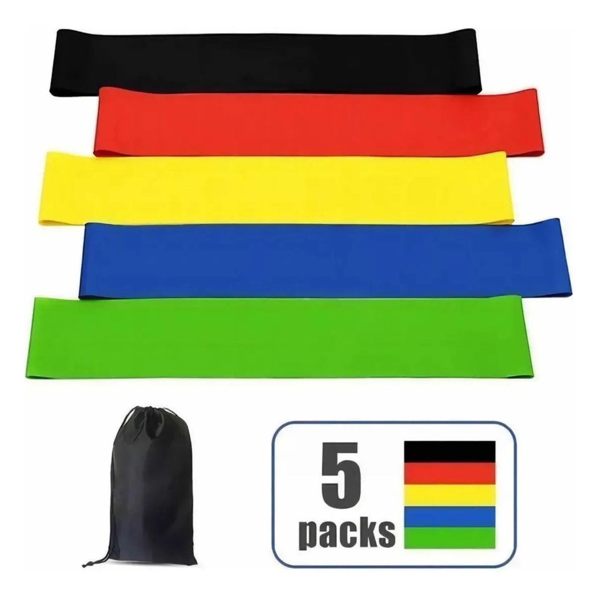 GENERICO - Set 5 Bandas Elásticas Resistencia Ejercicio Entrenamiento