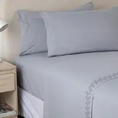 CASATUA - Sabanas 1800 Hotel Ultra Suaves Bordadas 1.5 Plazas - Gris - 1,5 Plazas