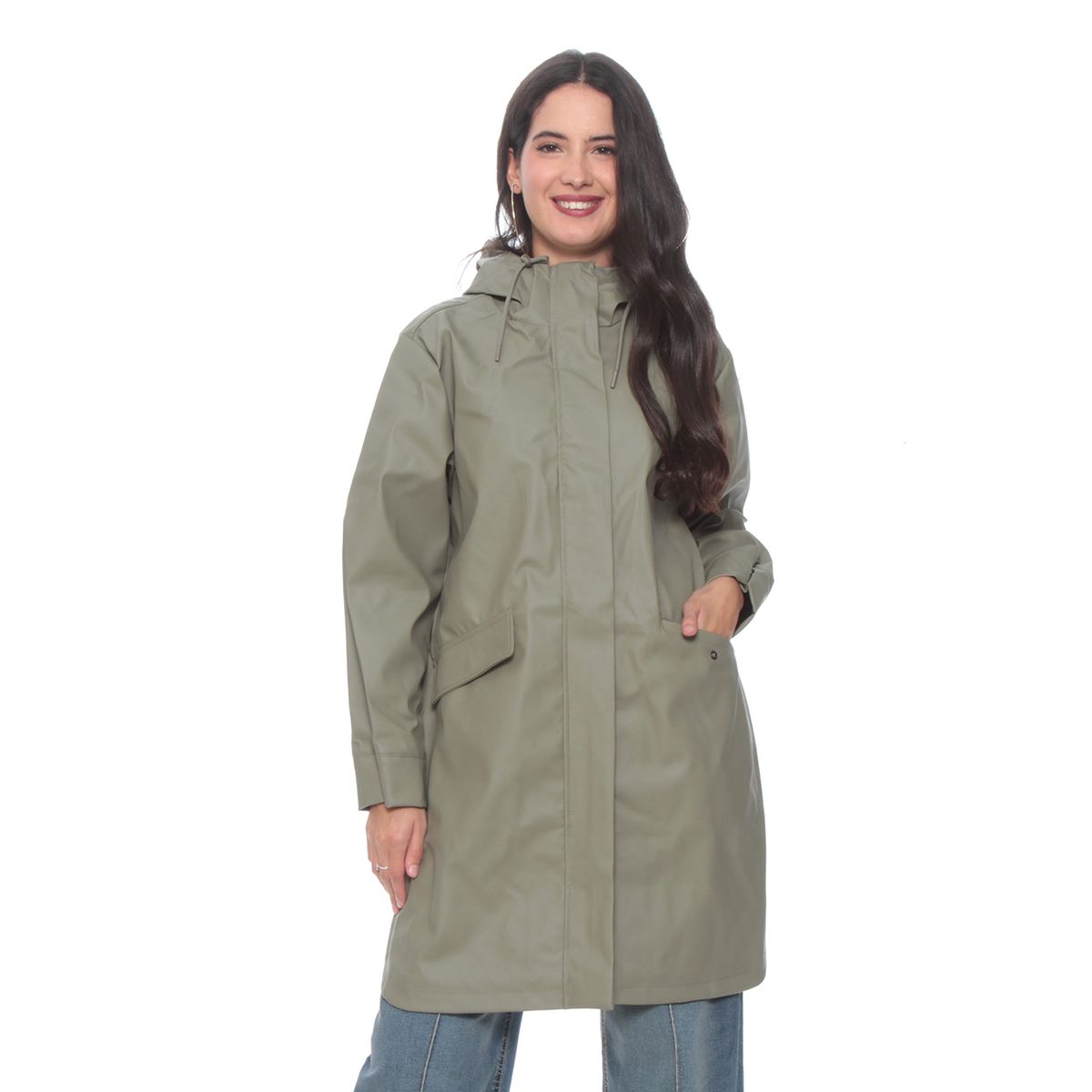 WADOS - CHAQUETA IMPERMEABLE SOLIDA CON CAPUCHA Y BOLSILLOS