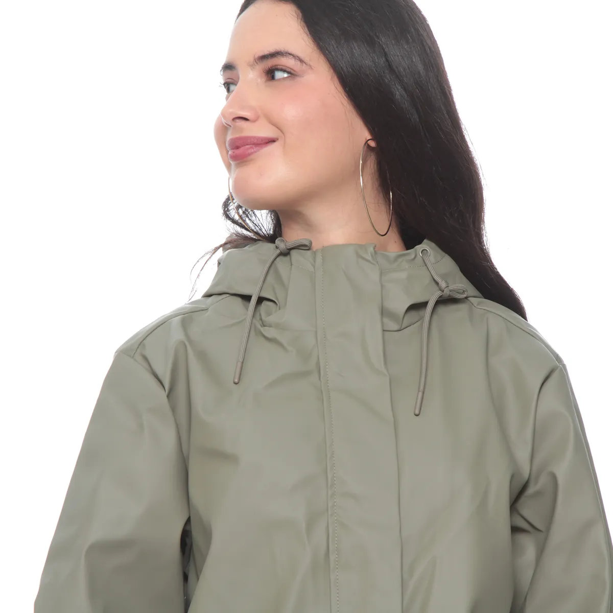 WADOS - CHAQUETA IMPERMEABLE SOLIDA CON CAPUCHA Y BOLSILLOS