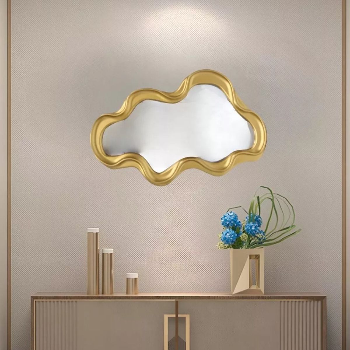 GENERICO - Espejo Moderno Irregular Dorado para Pared