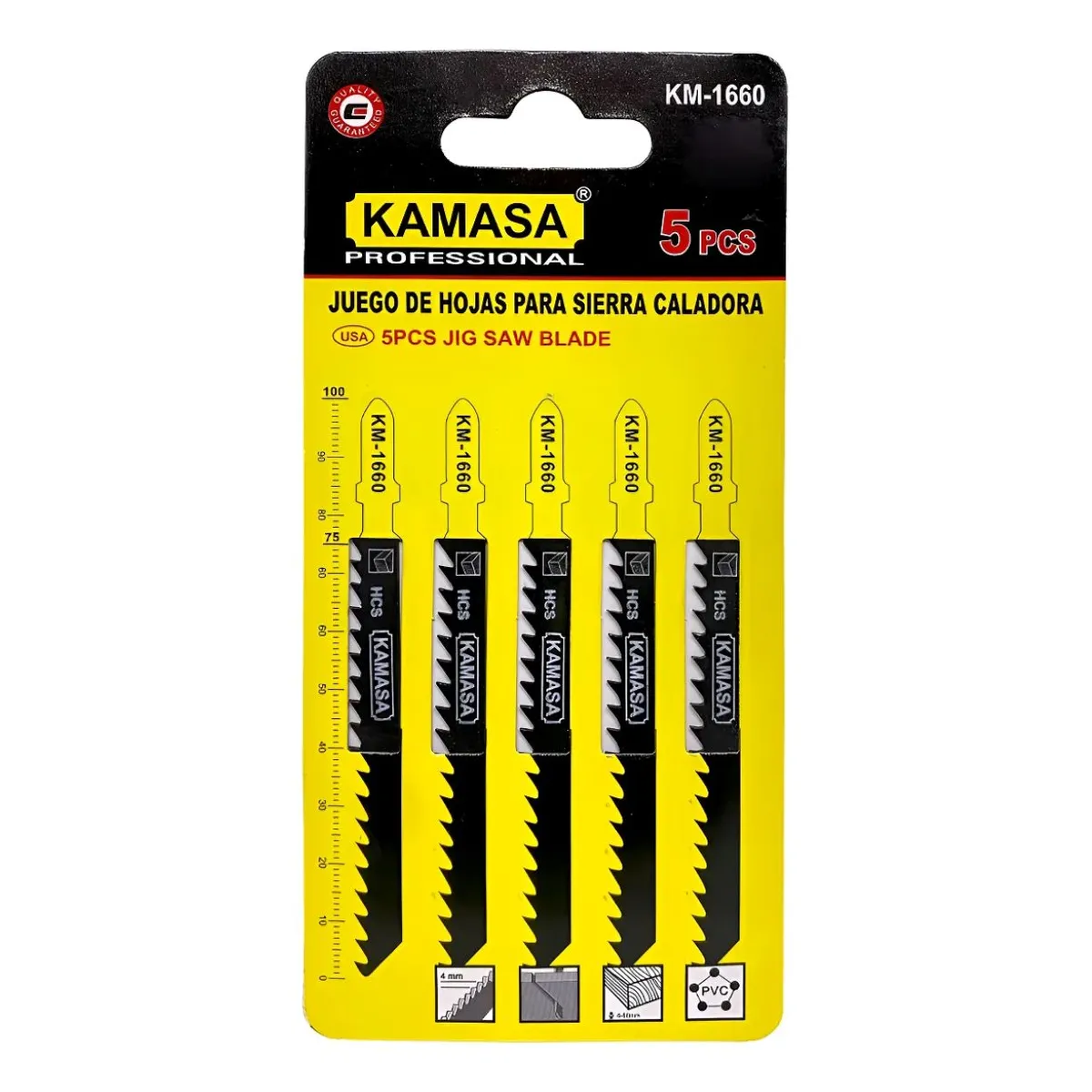 KAMASA - 5 Hojas Para Sierra Caladora Para Madera De Acero Al Carbono