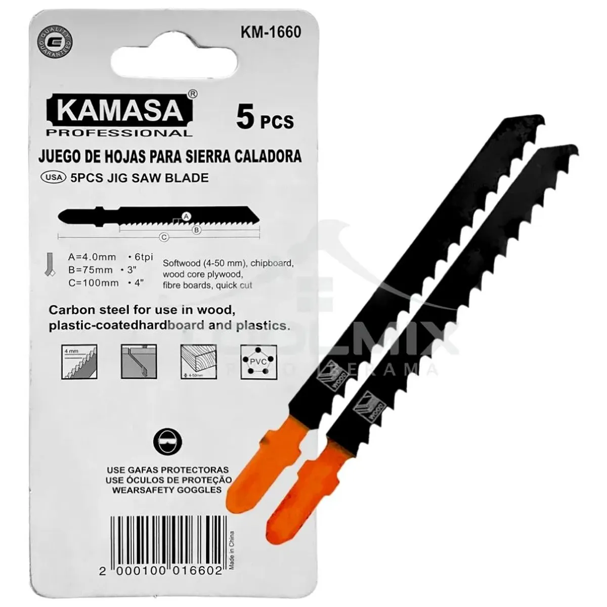 KAMASA - 5 Hojas Para Sierra Caladora Para Madera De Acero Al Carbono
