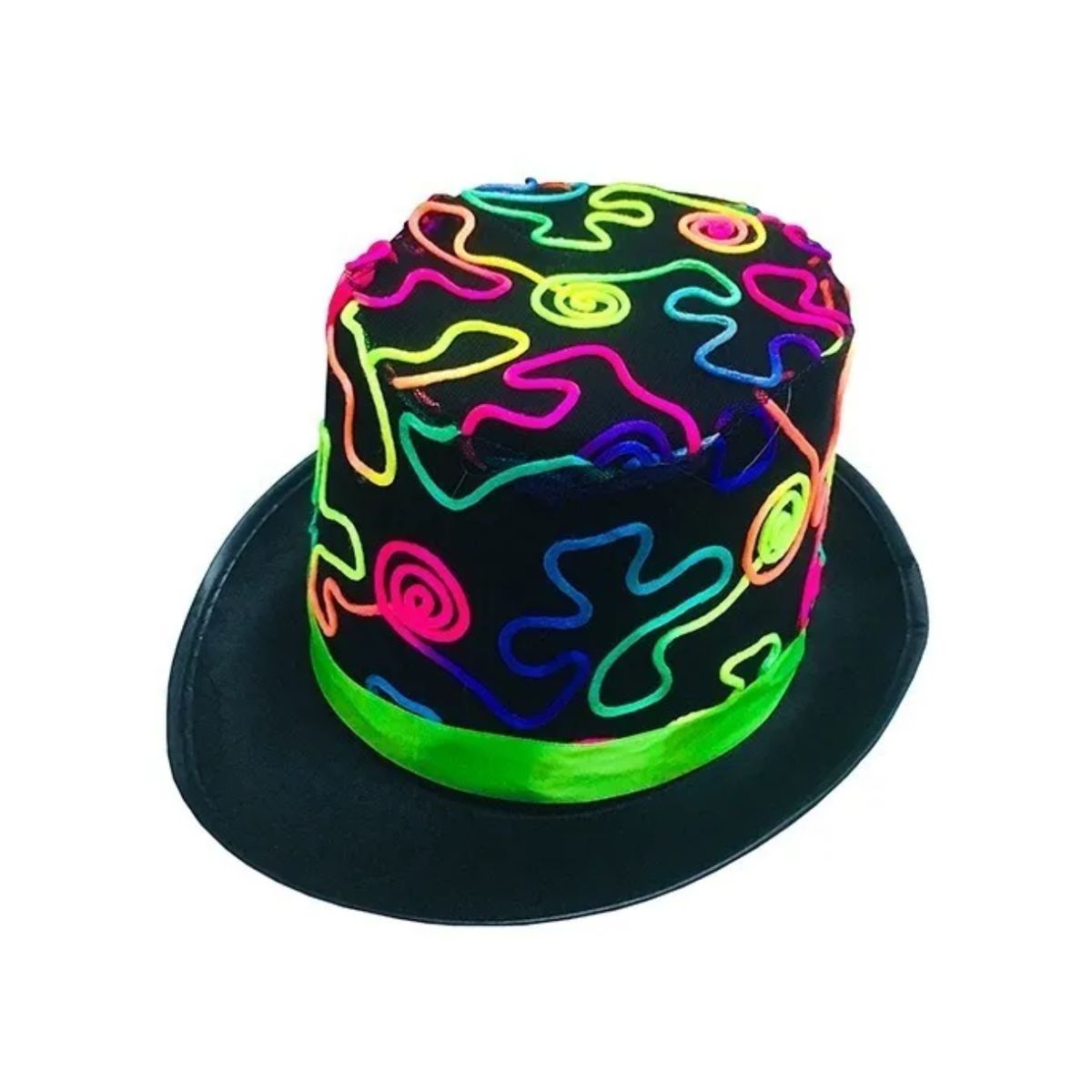 GENERICO - Sombrero Gorro Copa Líneas Flúor Disfraz Fiesta Unisex