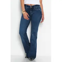 WADOS - JEANS MUJER FLARE TIRO BAJO PRETINA BASICA UN BOTON