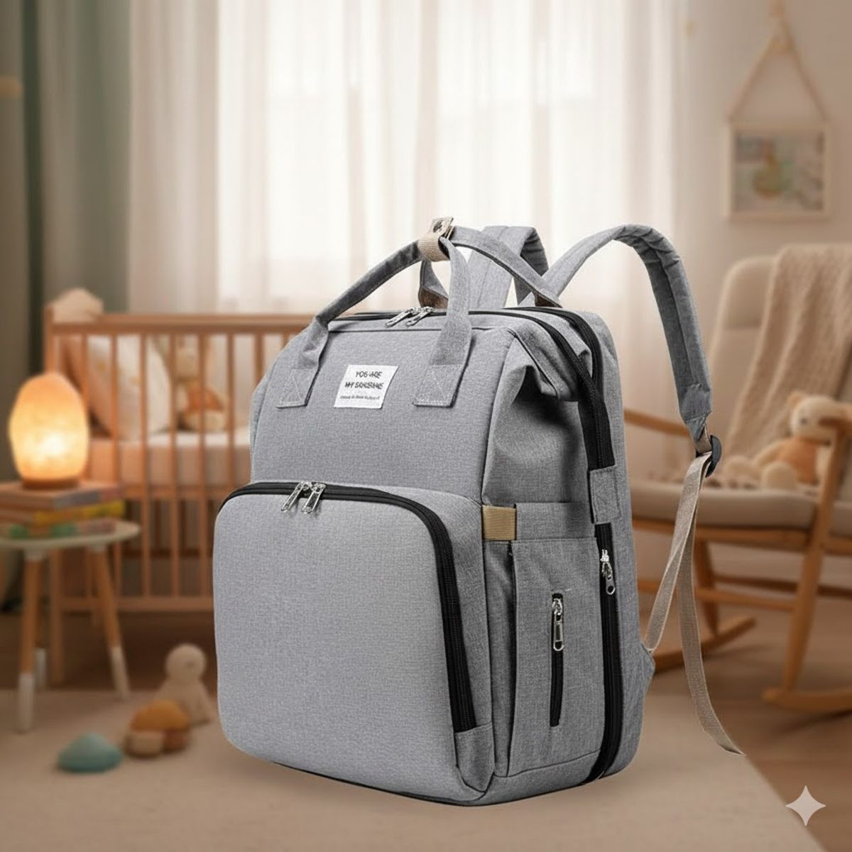 MOVI - Bolso Pañalera Multifuncional 3 en 1: Mochila, Cuna y Mudador para Bebé
