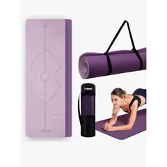 GENERICO - Mat Yoga Tpe 8mm Alfombra Pilates Lineas Guia Antideslizante Resistente Bicolor Color Purpura