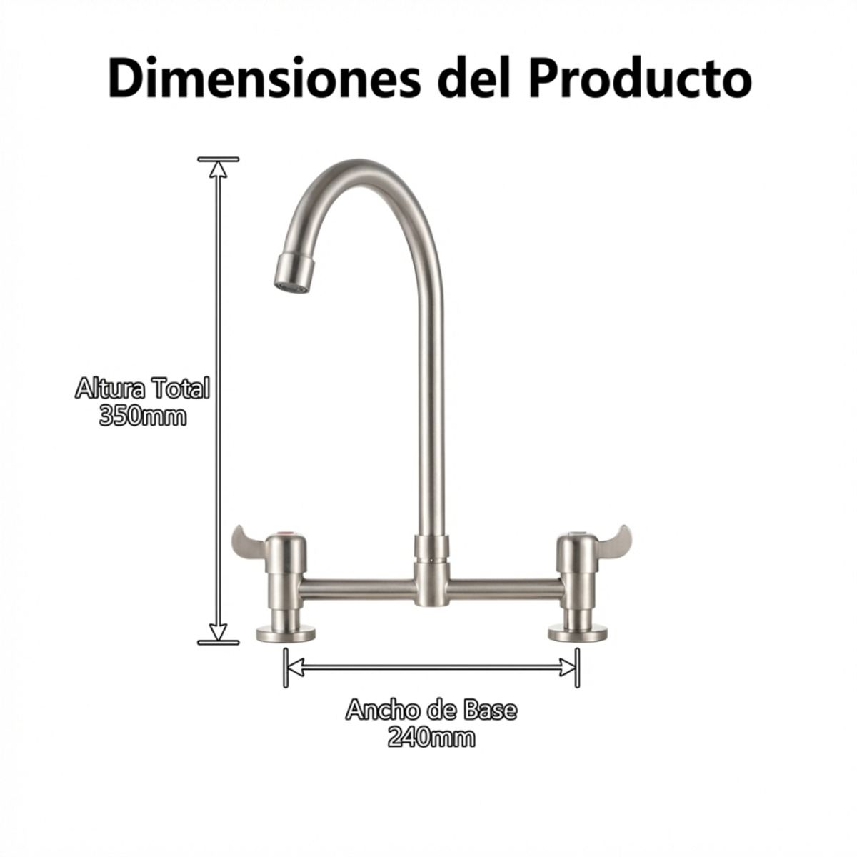 GENERICO - Grifo de Acero Inoxidable para Lavabo con Agua Fría y Caliente
