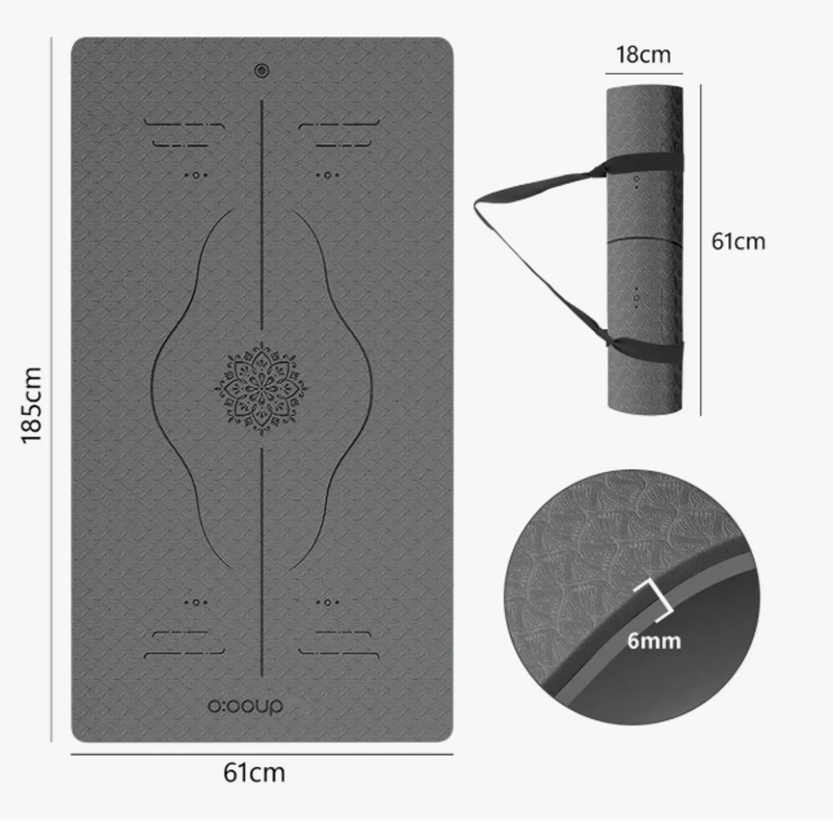 GENERICO - Mat De Yoga 6mm Eco Con Guías Doble Color + Bolso + Correa