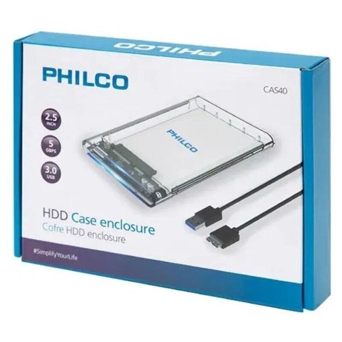 PHILCO - Cofre Case Para Disco Duro Sata 2.5 Usb 3.0 Hdd