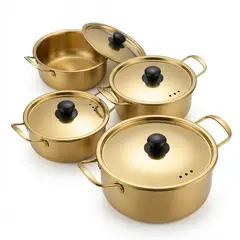 GENERICO - Juego de 4 Ollas Acero Inoxidable con Asas-dorado