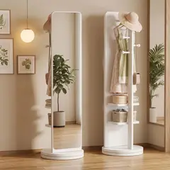 AIZO - Espejo de Pie Giratorio 360 Mueble Organizador Dormitorio 168x40x30cm
