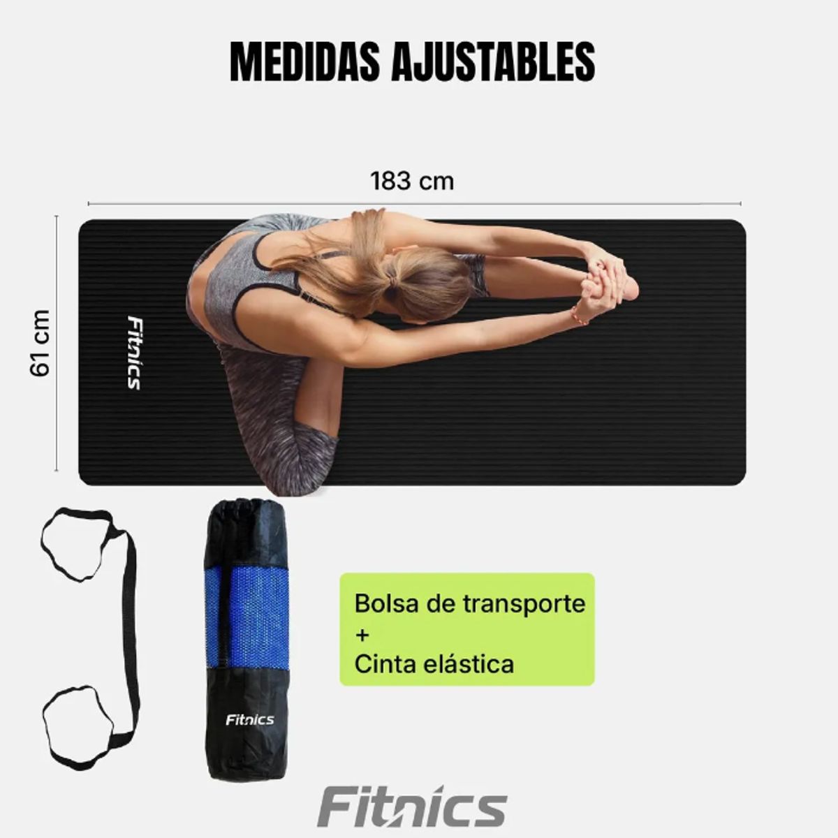 GENERICO - Mat Yoga Colchoneta Ejercicio Extra Grueso 15mm Bolso + Correa Color Negro