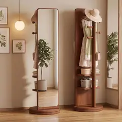 AIZO - Espejo de Pie Giratorio 360 Mueble Organizador Dormitorio 168x40x30cm