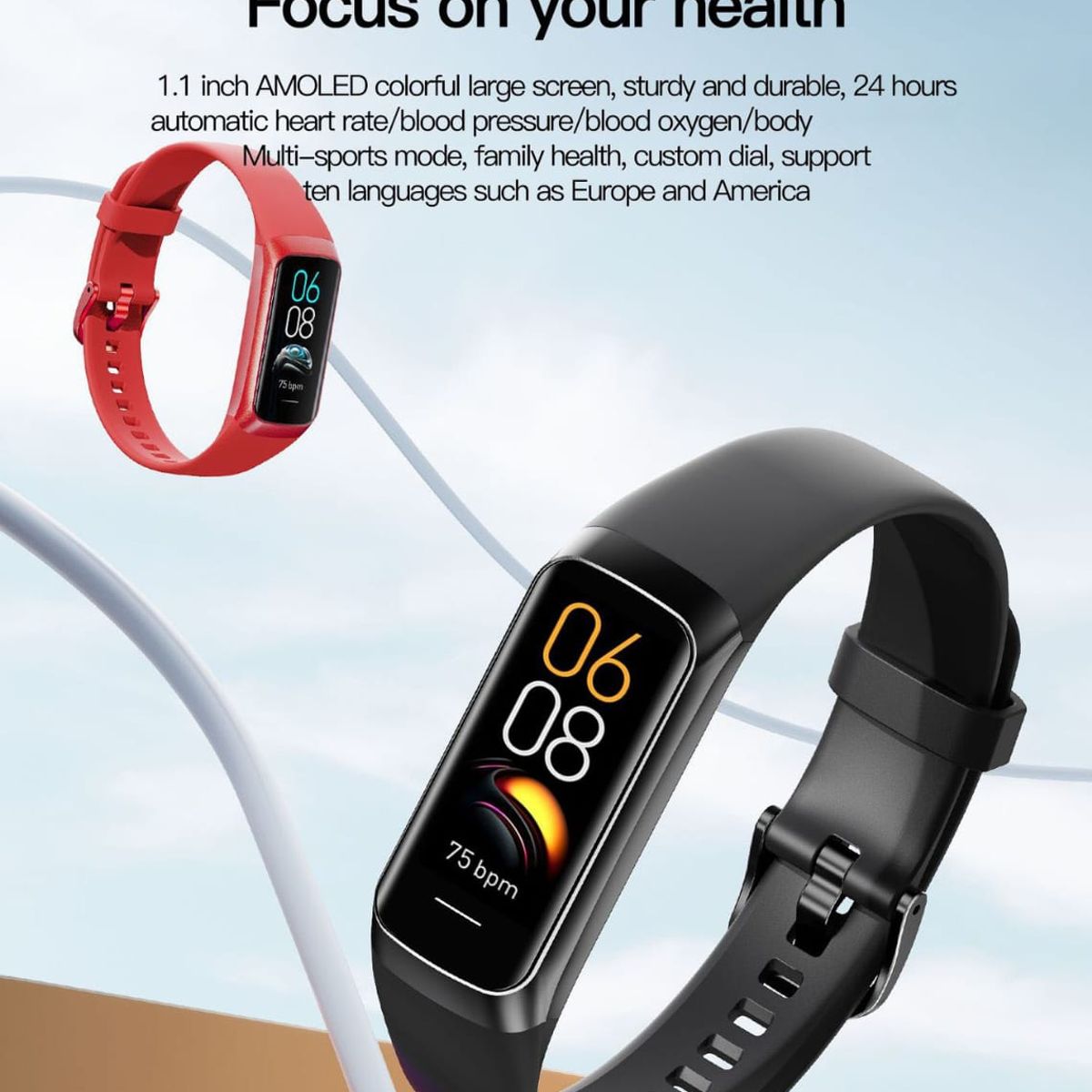 LIGE - Smartband Pulsera Inteligente Deportiva Rastreador Fitness C60